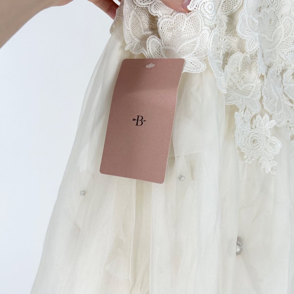 NWT BHLDN Anthropologie Bryn Floral Lace Tulle Skirt Strapless Bridal Mini Dress - Picture 11 of 14